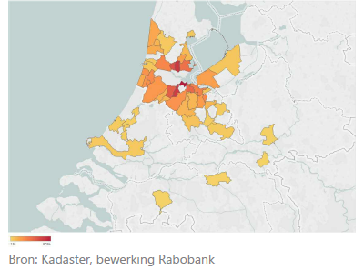 Aandeel Amsterdammers op de lokale woningmarkt